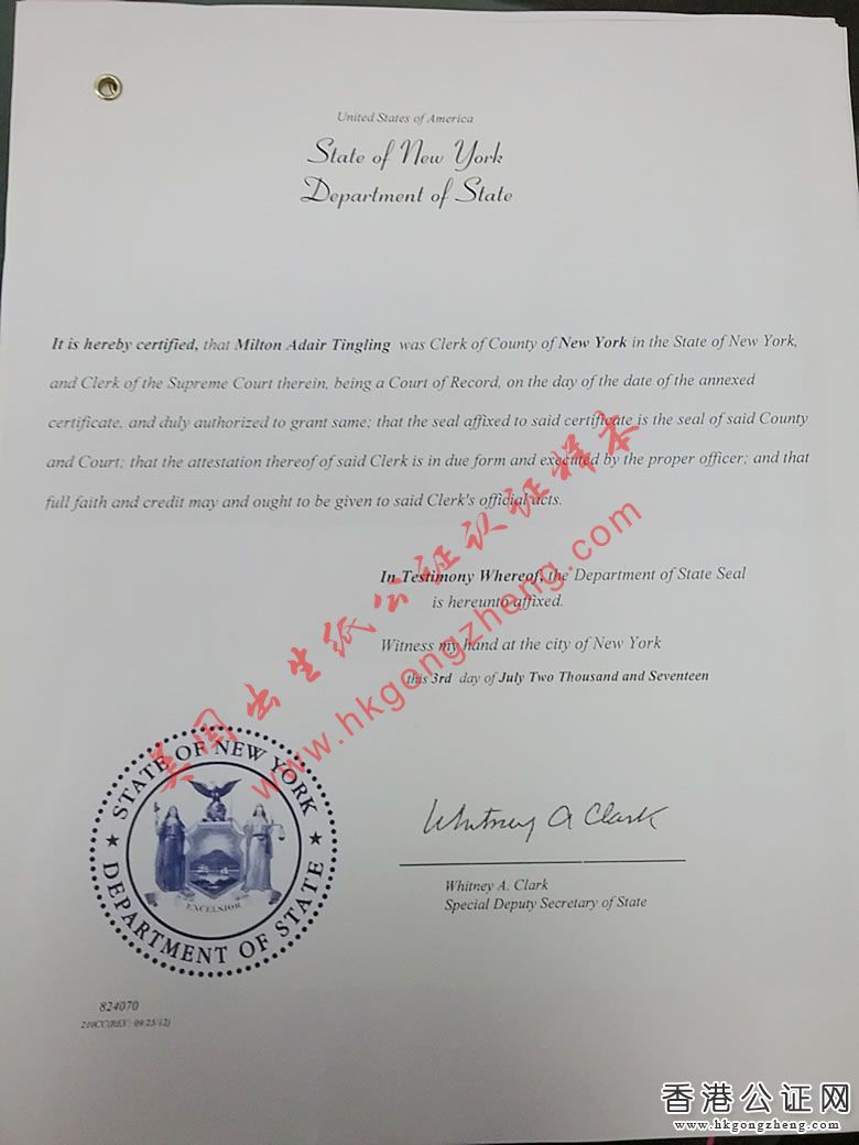 美國出生紙公證認(rèn)證樣本